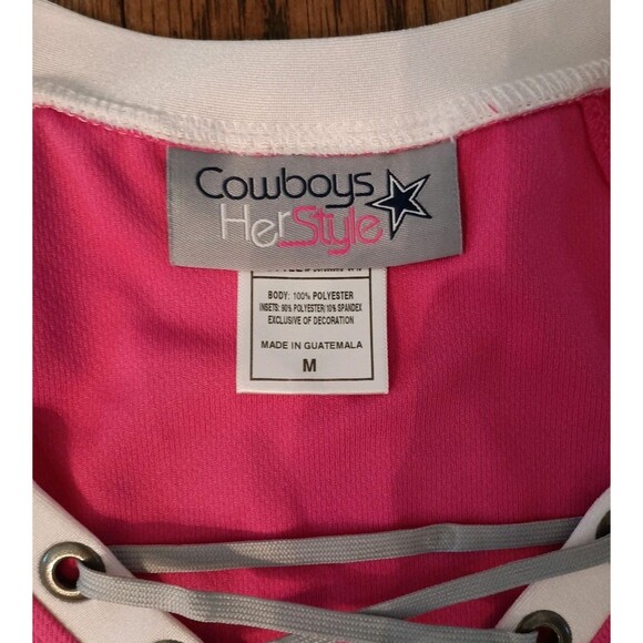 Dallas Cowboys Her Style Football Jersey Top Size M Sequins Pink - Picture 5 of 8